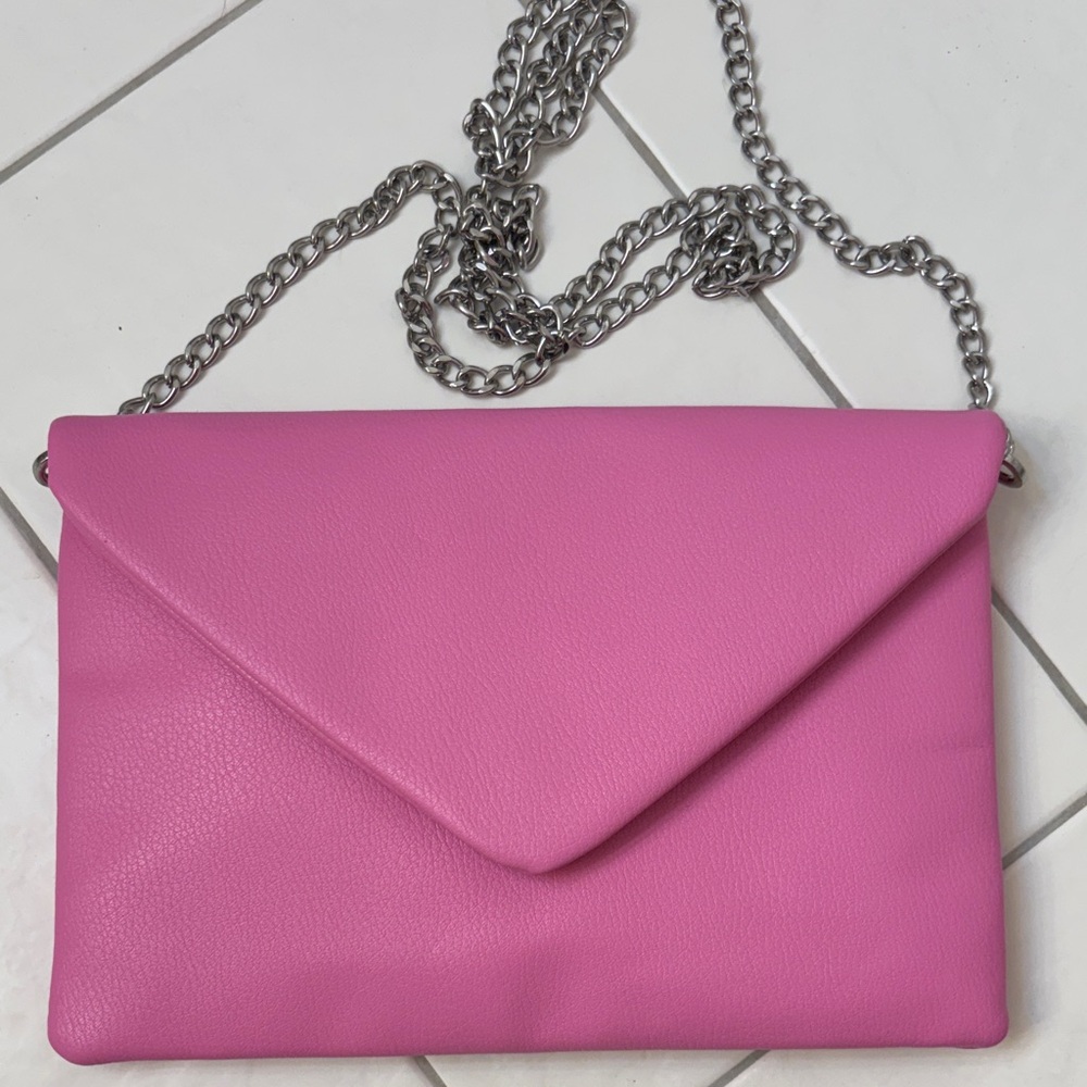 Steve Madden Pink Envelope Clutch with chain